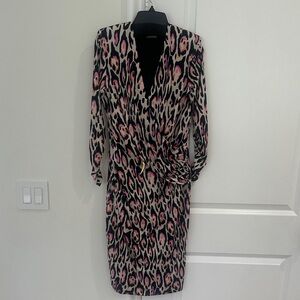 Roberto Cavalli Black and Pink Leopard Print Dress